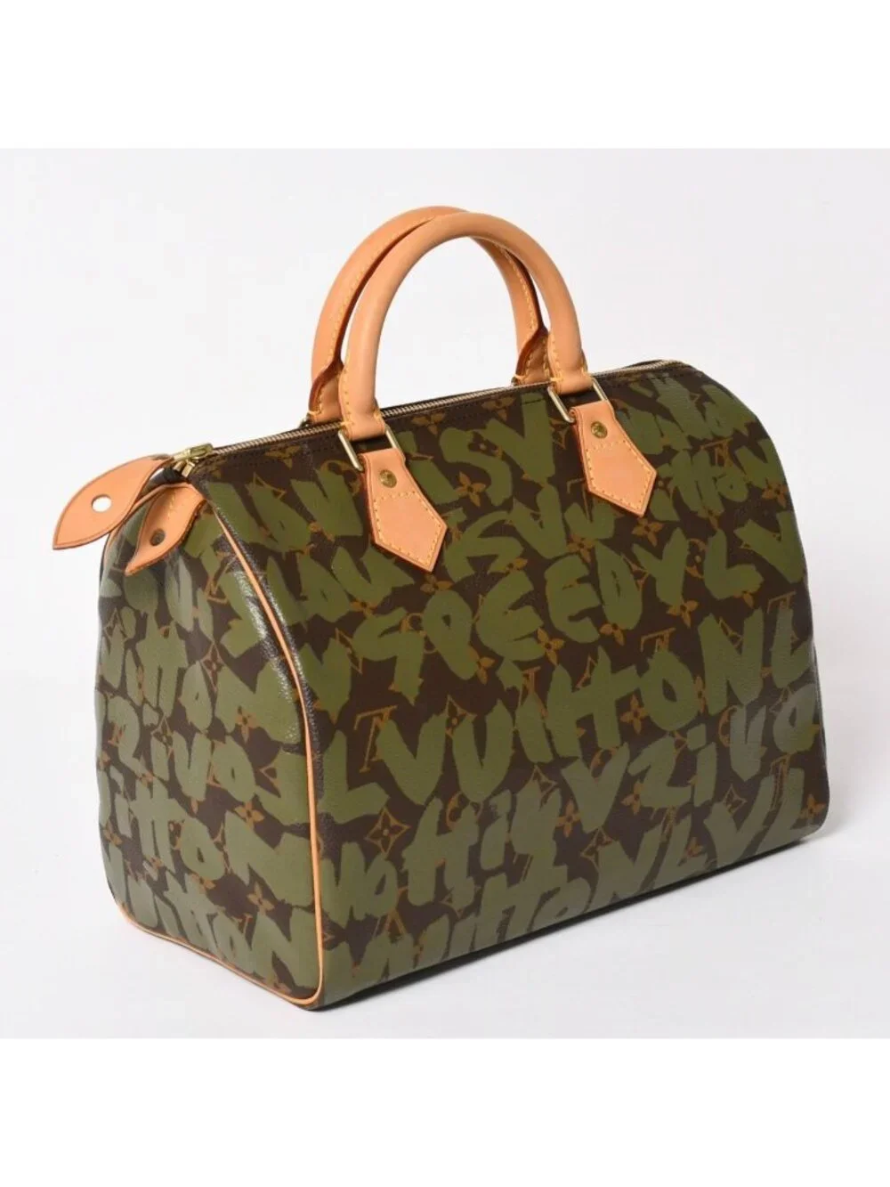 Louis Vuitton Handbag Speedy 30 Monogram Graffiti Khaki Gold